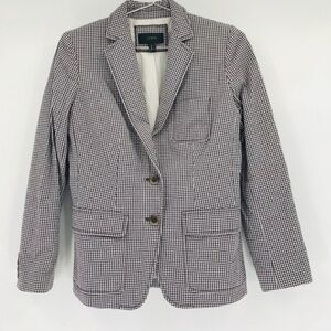 J Crew Women's Rhodes Blazer in Micro Gingham Red Navy Size 2